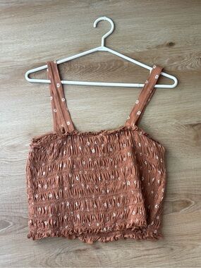 3 for $15😍 American Eagle Outfitters Rust Floral Smocked Crop Camisole